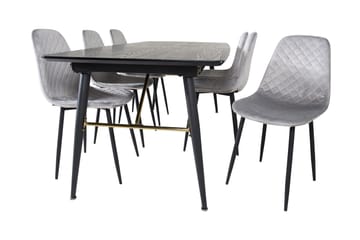 Irunea uttrekkbar spisegruppe 180 cm inkl. 6 Ypas stoler - Grå/Svart - Møbler - Bord - Spisegrupper