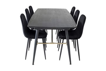 Irunea uttrekkbar spisegruppe 180 cm inkl. 6 Ypas stoler - Svart - Møbler - Bord - Spisegrupper
