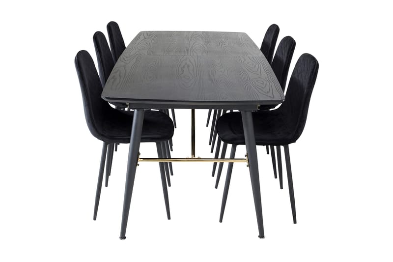 Irunea uttrekkbar spisegruppe 180 cm inkl. 6 Ypas stoler - Svart - Møbler - Bord - Spisegrupper