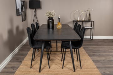 Irunea uttrekkbar spisegruppe 180 cm inkl. 6 Ypas stoler - Svart - Møbler - Bord - Spisegrupper