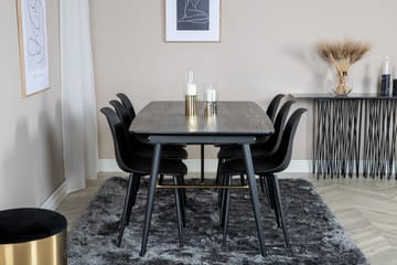 Irunea uttrekkbar spisegruppe 180 cm inkl. 6 Ypas stoler - Svart - Møbler - Bord - Spisegrupper