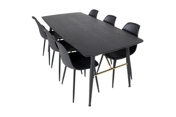 Irunea uttrekkbar spisegruppe 180 cm inkl. 6 Ypas stoler - Svart - Møbler - Bord - Spisegrupper