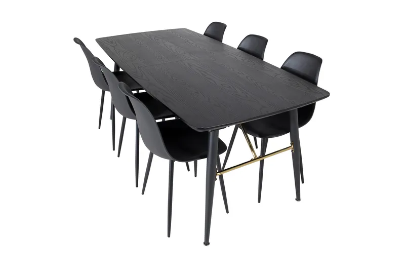 Irunea uttrekkbar spisegruppe 180 cm inkl. 6 Ypas stoler, Svart