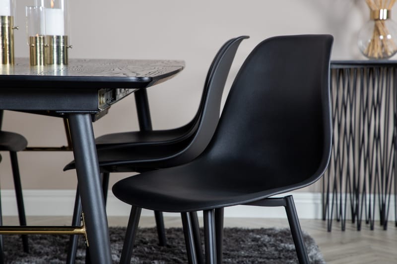 Irunea uttrekkbar spisegruppe 180 cm inkl. 6 Ypas stoler - Svart - Møbler - Bord - Spisegrupper