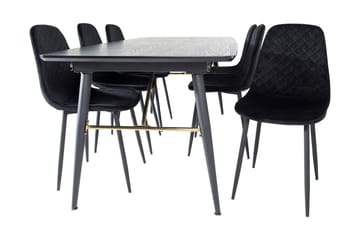 Irunea uttrekkbar spisegruppe 180 cm inkl. 6 Ypas stoler - Svart - Møbler - Bord - Spisegrupper
