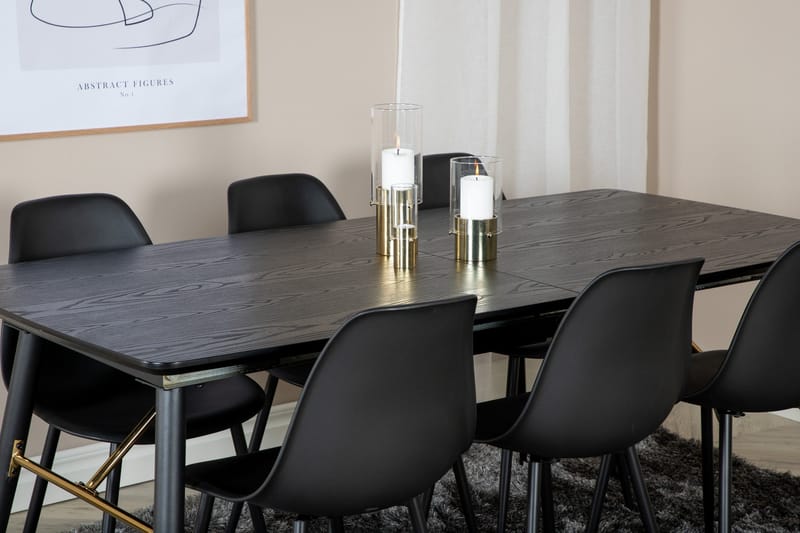 Irunea uttrekkbar spisegruppe 180 cm inkl. 6 Ypas stoler - Svart - Møbler - Bord - Spisegrupper