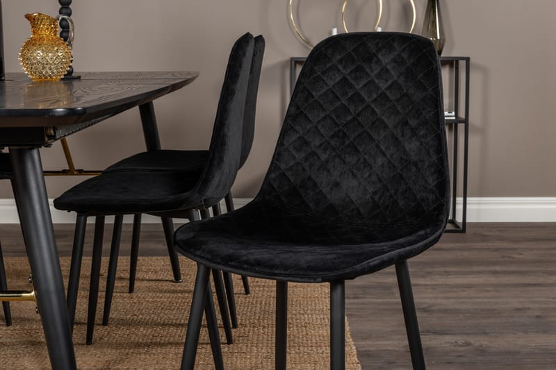 Irunea uttrekkbar spisegruppe 180 cm inkl. 6 Ypas stoler - Svart - Møbler - Bord - Spisegrupper