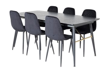 Irunea uttrekkbar spisegruppe 180 cm inkl. 6 Ypas stoler - Svart - Møbler - Bord - Spisegrupper