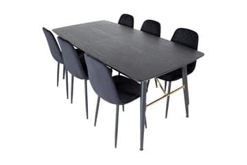 Irunea uttrekkbar spisegruppe 180 cm inkl. 6 Ypas stoler - Svart - Møbler - Bord - Spisegrupper