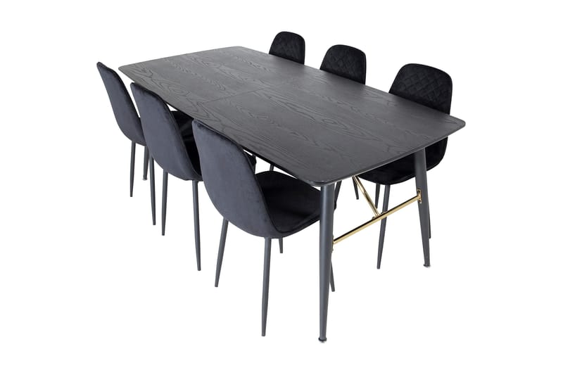 Irunea uttrekkbar spisegruppe 180 cm inkl. 6 Ypas stoler - Svart - Møbler - Bord - Spisegrupper