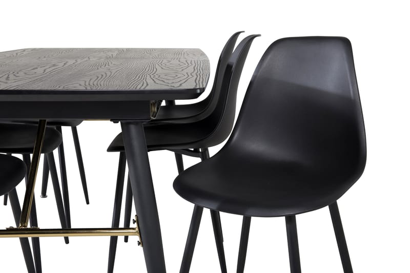 Irunea uttrekkbar spisegruppe 180 cm inkl. 6 Ypas stoler - Svart - Møbler - Bord - Spisegrupper