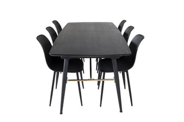 Irunea uttrekkbar spisegruppe 180 cm inkl. 6 Ypas stoler - Svart - Møbler - Bord - Spisegrupper