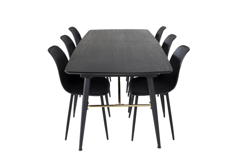 Irunea uttrekkbar spisegruppe 180 cm inkl. 6 Ypas stoler - Svart - Møbler - Bord - Spisegrupper