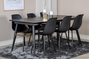 Irunea uttrekkbar spisegruppe 180 cm inkl. 6 Ypas stoler - Svart - Møbler - Bord - Spisegrupper