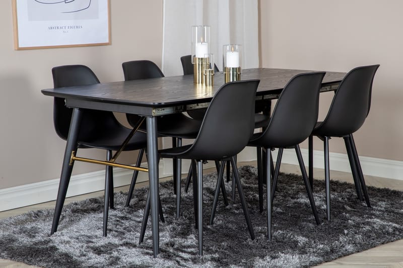 Irunea uttrekkbar spisegruppe 180 cm inkl. 6 Ypas stoler - Svart - Møbler - Bord - Spisegrupper