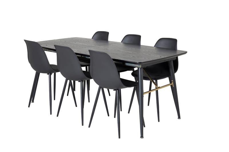 Irunea uttrekkbar spisegruppe 180 cm inkl. 6 Ypas stoler - Svart - Møbler - Bord - Spisegrupper