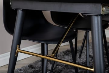 Irunea uttrekkbar spisegruppe 180 cm inkl. 6 Ypas stoler - Svart - Møbler - Bord - Spisegrupper