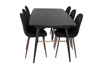 Irunea uttrekkbar spisegruppe 180 cm inkl. 6 Ypas stoler - Svart/Brun - Møbler - Bord - Spisegrupper