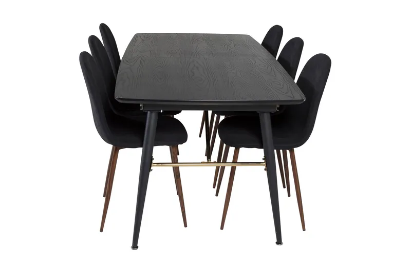 Irunea uttrekkbar spisegruppe 180 cm inkl. 6 Ypas stoler - Svart/Brun - Møbler - Bord - Spisegrupper