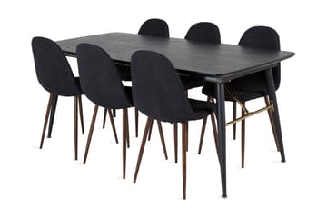 Irunea uttrekkbar spisegruppe 180 cm inkl. 6 Ypas stoler - Svart/Brun - Møbler - Bord - Spisegrupper