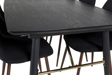 Irunea uttrekkbar spisegruppe 180 cm inkl. 6 Ypas stoler - Svart/Brun - Møbler - Bord - Spisegrupper