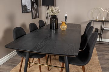 Irunea uttrekkbar spisegruppe 180 cm inkl. 6 Ypas stoler - Svart/Brun - Møbler - Bord - Spisegrupper