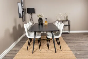 Irunea uttrekkbar spisegruppe 180 cm inkl. 6 Ypas stoler - Svart/Hvit - Møbler - Bord - Spisegrupper
