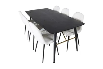 Irunea uttrekkbar spisegruppe 180 cm inkl. 6 Ypas stoler - Svart/Hvit - Møbler - Bord - Spisegrupper