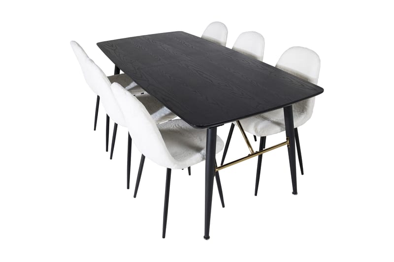 Irunea uttrekkbar spisegruppe 180 cm inkl. 6 Ypas stoler - Svart/Hvit - Møbler - Bord - Spisegrupper