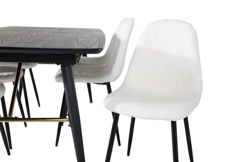 Irunea uttrekkbar spisegruppe 180 cm inkl. 6 Ypas stoler - Svart/Hvit - Møbler - Bord - Spisegrupper