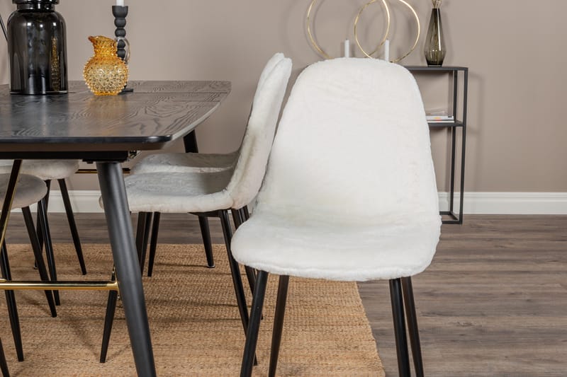 Irunea uttrekkbar spisegruppe 180 cm inkl. 6 Ypas stoler - Svart/Hvit - Møbler - Bord - Spisegrupper