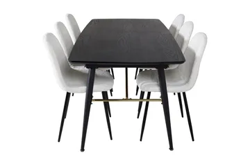 Irunea uttrekkbar spisegruppe 180 cm inkl. 6 Ypas stoler - Svart/Hvit - Møbler - Bord - Spisegrupper