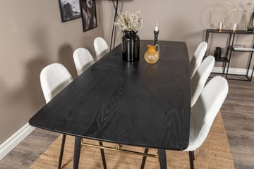 Irunea uttrekkbar spisegruppe 180 cm inkl. 6 Ypas stoler - Svart/Hvit - Møbler - Bord - Spisegrupper