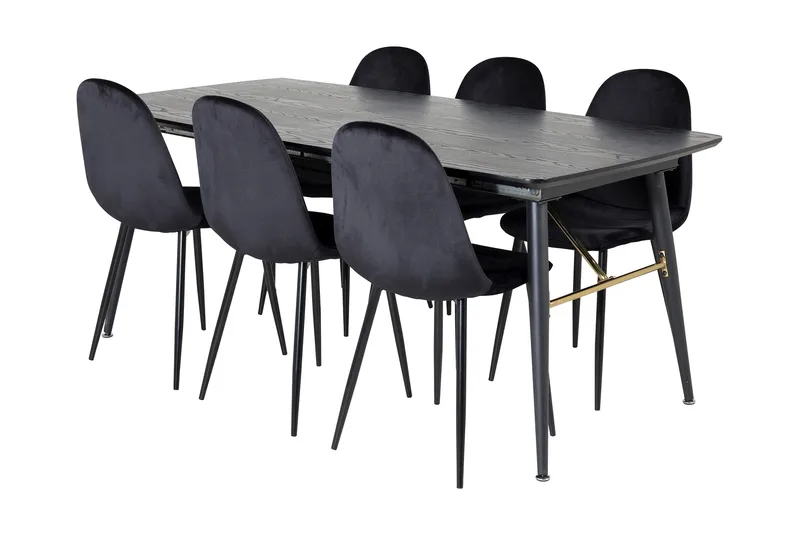 Irunea Uttrekkbar Spisegruppe 180 cm inkl. 6 Pontus Stoler, Svart