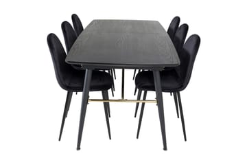 Irunea Uttrekkbar Spisegruppe 180 cm inkl. 6 Pontus Stoler - Svart - Møbler - Bord - Spisegrupper