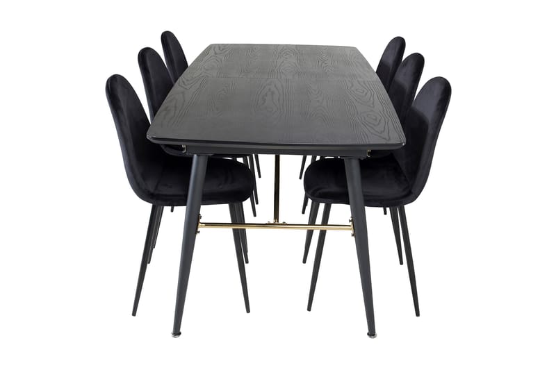 Irunea Uttrekkbar Spisegruppe 180 cm inkl. 6 Pontus Stoler - Svart - Møbler - Bord - Spisegrupper