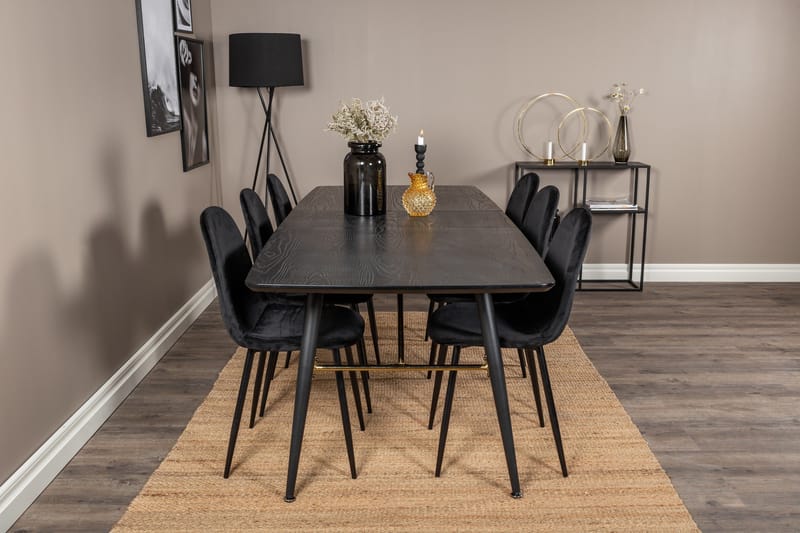 Irunea Uttrekkbar Spisegruppe 180 cm inkl. 6 Pontus Stoler - Svart - Møbler - Bord - Spisegrupper