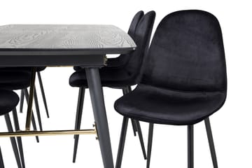 Irunea Uttrekkbar Spisegruppe 180 cm inkl. 6 Pontus Stoler - Svart - Møbler - Bord - Spisegrupper
