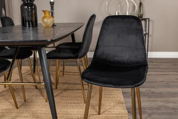 Irunea Uttrekkbar Spisegruppe 180 cm inkl. 6 Pontus Stoler - Svart/Messing/Fløyel - Møbler - Bord - Spisegrupper