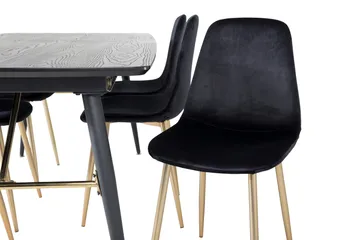 Irunea Uttrekkbar Spisegruppe 180 cm inkl. 6 Pontus Stoler - Svart/Messing/Fløyel - Møbler - Bord - Spisegrupper