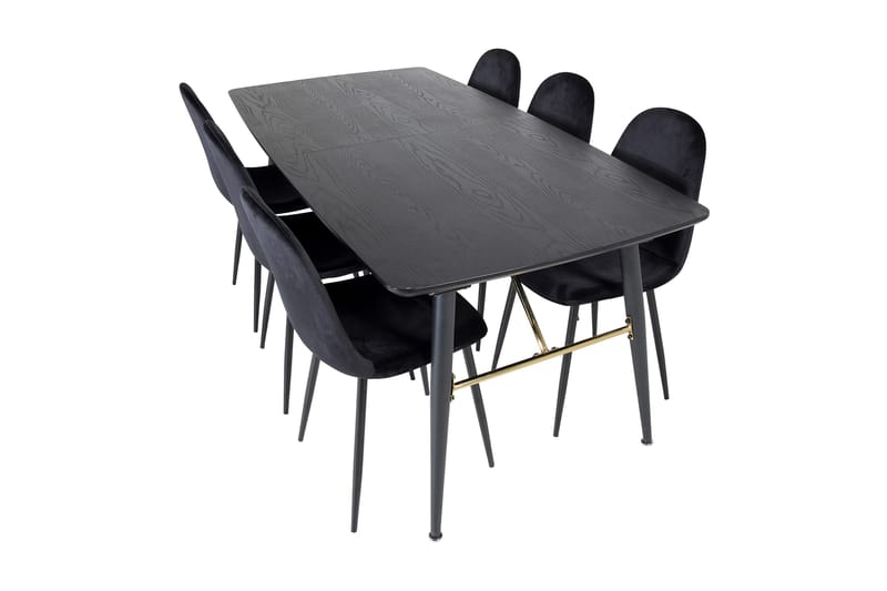 Irunea Uttrekkbar Spisegruppe 180 cm inkl. 6 Pontus Stoler - Svart - Møbler - Bord - Spisegrupper