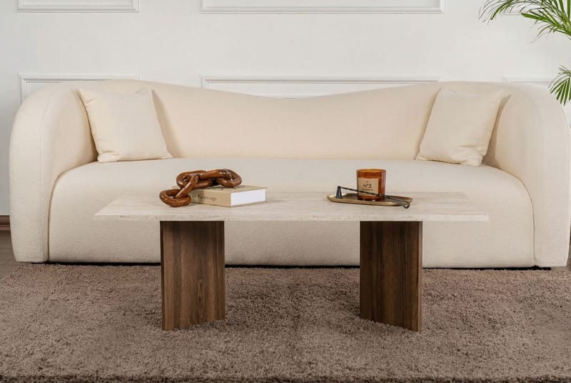Isami Sofabord 119x40x60 cm - Travertin, Venezia valnøtt - Møbler - Bord - Sofabord