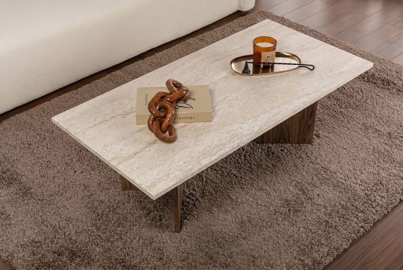 Isami Sofabord 119x40x60 cm - Travertin, Venezia valnøtt - Møbler - Bord - Sofabord