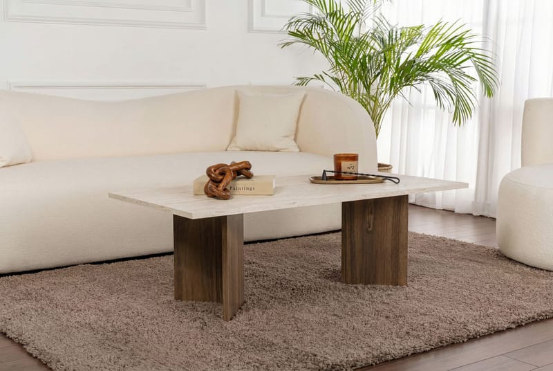 Isami Sofabord 119x40x60 cm - Travertin, Venezia valnøtt - Møbler - Bord - Sofabord