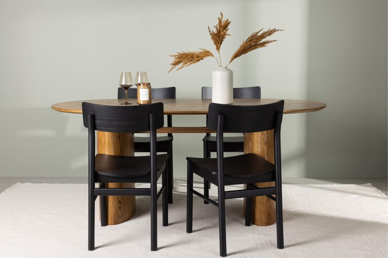 Isolde Matgruppe 180 cm Oval med 4 Montros Stoler - Sort - Møbler - Bord - Spisegrupper
