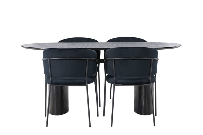 Isolde Matgruppe 180 cm Oval med 4 Selma Stoler - Sort - Møbler - Bord - Spisegrupper