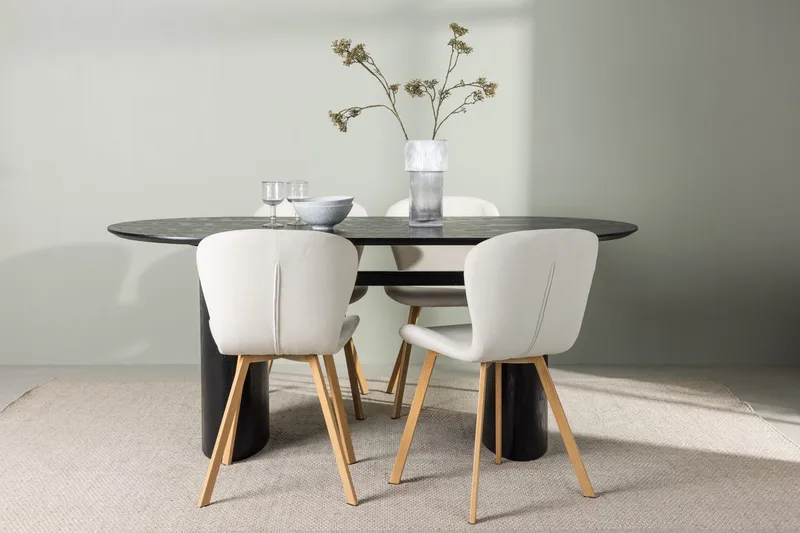 Isolde spisebord 180x90 cm med 4 Lilja spisestoler
