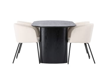 Isolde Spisegruppe 180 cm Oval med 4 Berit Stoler - Beige - Møbler - Bord - Spisegrupper