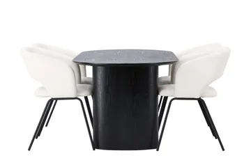 Isolde Spisegruppe 180 cm Oval med 4 Day Stoler - Sort - Møbler - Bord - Spisegrupper