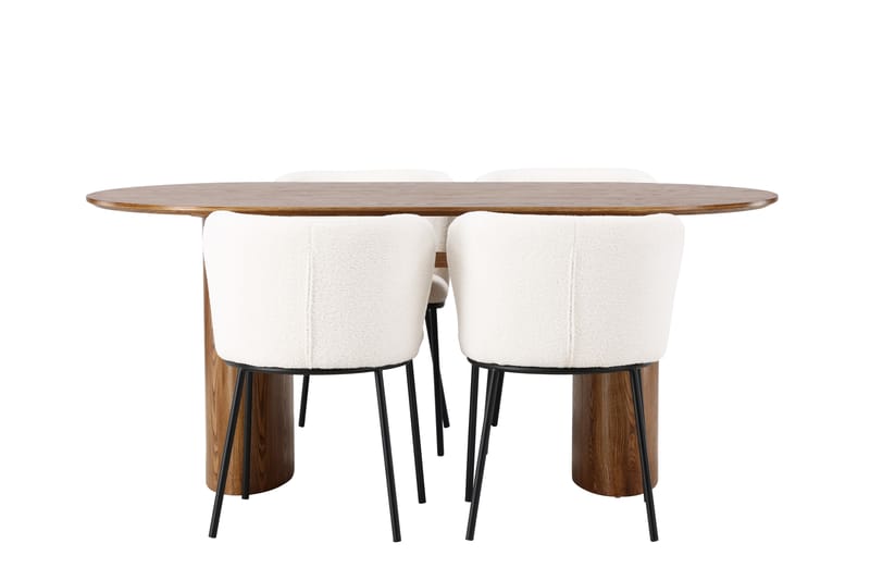 Isolde Spisegruppe 180 cm Oval med 4 Edina Stoler, Natur